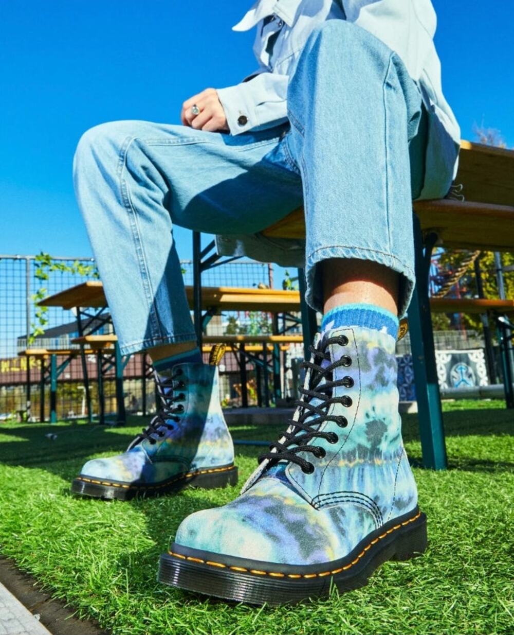 Dr. Marten's Docs Women's 1460 Pascal Tie Dye Leather Lace Up Boots Size 7 NWOB